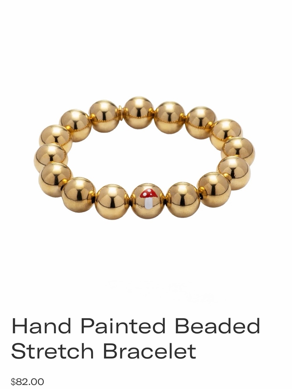 Gold Beaded Stretch Bracelet with Hand-Painted Accent